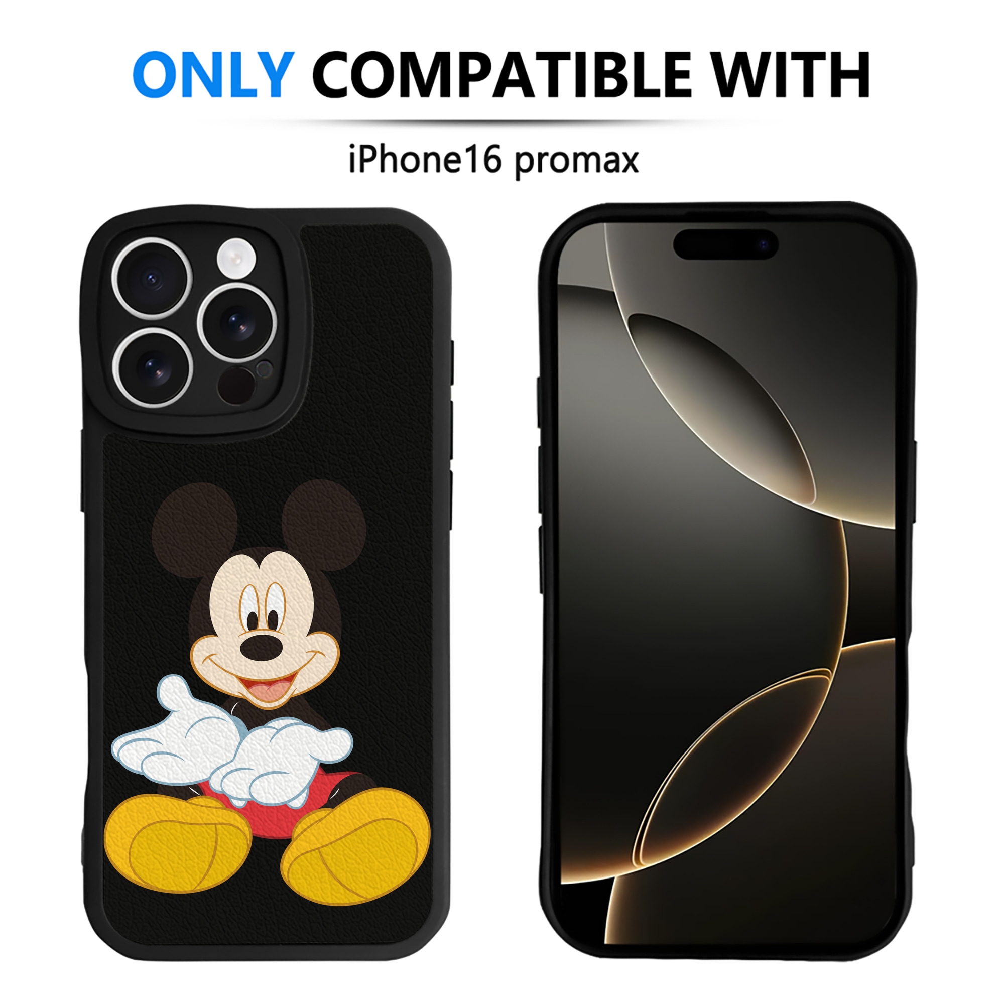 （画像用） ミッキーマウス Mickey Mouse 【iPhone 16シリーズ対応】シリコンスマホケース（レザー調） 材質：シリコン